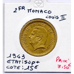 Monaco Louis II 2 francs 1943 Sup+, Gad 134 pièce de monnaie