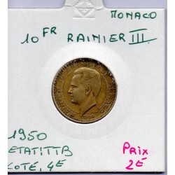 Monaco Rainier III 10 francs 1950 TTB, Gad 139 pièce de monnaie