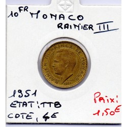 Monaco Rainier III 10 francs 1951 TTB, Gad 139 pièce de monnaie