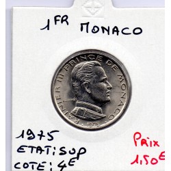 Monaco Rainier III 1 Franc 1975 Sup, Gad 150 pièce de monnaie