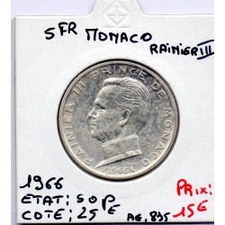 Monaco Rainier III 5 Francs 1966 Sup, Gad 152 pièce de monnaie