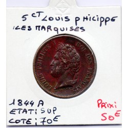 Colonies Louis Philippe 5 centimes 1844 A Sup Marquises, Lec 312 pièce de monnaie