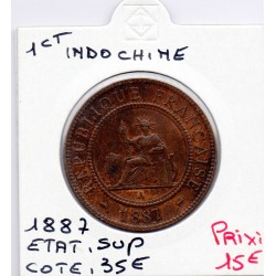 Indochine 1 cent 1887 Sup, Lec 39 pièce de monnaie
