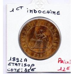 Indochine 1 cent 1892 Sup, Lec 43 pièce de monnaie