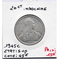 Indochine 20 cents 1945 C Castelsarrazin Sup, Lec 253 pièce de monnaie