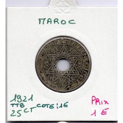 Maroc 25 centimes 1339 AH -1921 paris TTB, Lec 202 pièce de monnaie