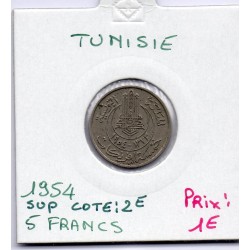 Tunisie, 5 francs 1954 - 1373 AH Sup, Lec 315 pièce de monnaie