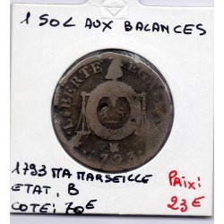 1 sol aux balances 1793 MA Marseille B, France pièce de monnaie
