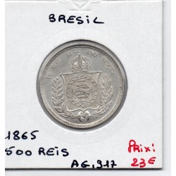 Brésil 500 reis 1865 Spl, KM 464 pièce de monnaie