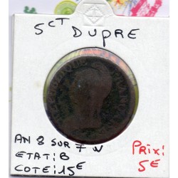 5 centimes Dupré An 8/7 W Lille B, France pièce de monnaie