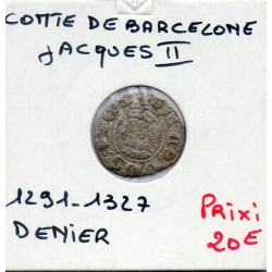 Barcelone Jacques II Denier 1291-1327 TB pièce de monnaie