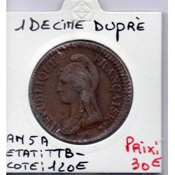 1 decime Dupré An 5 A paris TTB-, France pièce de monnaie