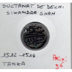 Delhi, Sikandar Shah 1 Tanka 1513-1514 TTB pièce de monnaie