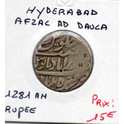 Hyderabad Afzal Ad-Daula 1 rupee 1281 AH TTB, pièce de monnaie