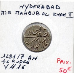 Hyderabad Mir Mahbub Ali Khan 1/2 rupee 1291 an 7 AH TTB, pièce de monnaie