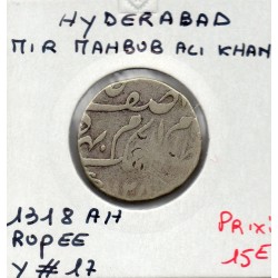 Hyderabad Mir Mahbub Ali Khan 1 rupee 1318 AH TTB, pièce de monnaie