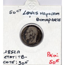 50 centimes Louis Napoléon Bonaparte tête nue 1852 A Paris TB-, France pièce de monnaie