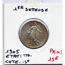 1 franc Semeuse Argent 1905 TTB-, France pièce de monnaie