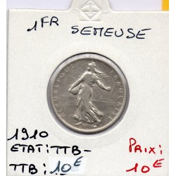 1 franc Semeuse Argent 1910 TTB-, France pièce de monnaie