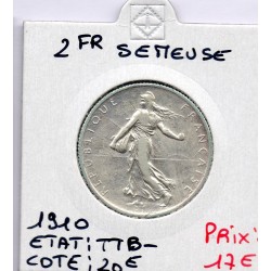 2 Francs Semeuse Argent 1910 TTB-, France pièce de monnaie