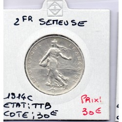 2 Francs Semeuse Argent 1914 C Castelsarrasin TTB, France pièce de monnaie