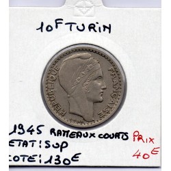 10 francs Turin 1945 rameaux court Sup, France pièce de monnaie