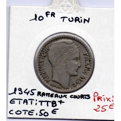 10 francs Turin 1945 rameaux court TTB+, France pièce de monnaie
