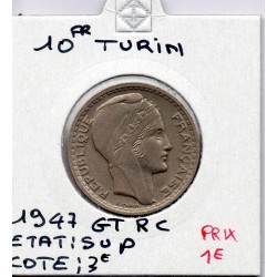 10 francs Turin 1947 rameaux court Sup, France pièce de monnaie