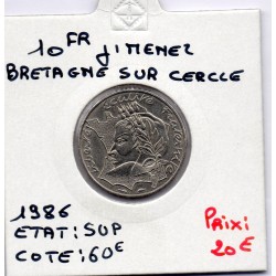10 francs Jimenez 1986 bretagne touchant Listel Sup, France pièce de monnaie