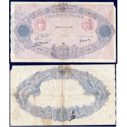 500 Francs Bleu et Rose B- 3.6.1922 Billet de la banque de France