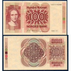 Norvège Pick N°43d, A-UNC Billet de banque de 100 Kroner 1988-1993