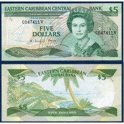 Caraïbes de l'est Pick N°22V2, Saint Vincent Billet de banque de 5 dollars 1988-1993