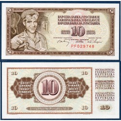 Yougoslavie Pick N°82b, Billet de banque de 10 Dinara 1968