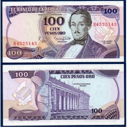 Colombie Pick N°418c, Billet de banque de 100 Pesos oro 1980