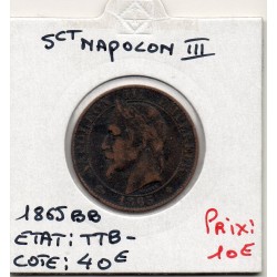 5 centimes Napoléon III tête laurée 1865 BB Strasbourg TTB-, France pièce de monnaie