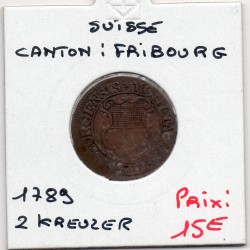 Suisse Canton Fribourg 2 kreuzer 1789 TB, KM 47 pièce de monnaie