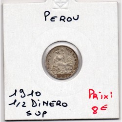 Pérou 1/2 dinero 1910 Sup, KM 206 pièce de monnaie