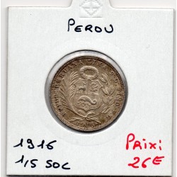Pérou 1/5 sol 1916 Sup, KM 205 pièce de monnaie