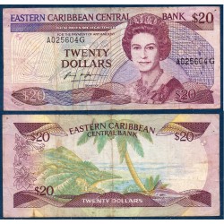 Caraïbes de l'est Pick N°19g Grenada Billet de banque de 20 dollars 1986-1988