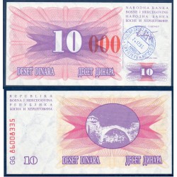 Bosnie Pick N°53h, Billet de banque de 10000 Dinara 1993