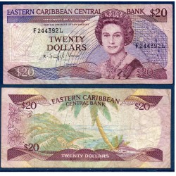 Caraïbes de l'est Pick N°24l2 Sainte Lucie Billet de banque de 20 dollars 1988-1993