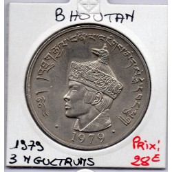 Bhoutan 3 ngultrum 1979 Spl, KM 50 pièce de monnaie