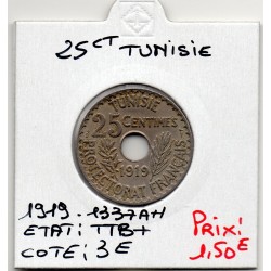Tunisie, 25 Centimes 1919 - 1337 AH TTB+, Lec 130 pièce de monnaie