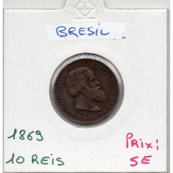 Brésil 10 reis 1869 TTB-, KM 314 pièce de monnaie