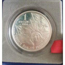 Pièce 1 franc Bu argent 1993 50 ans débarquement, belle epreuve