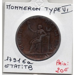 Monneron 2 sols Type VI 1791 TB, France pièce de monnaie de confiance
