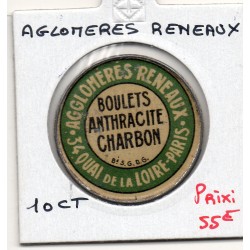 Timbre Monnaie Aglomeres Renaux paris 10 centimes France pièce de nécessité