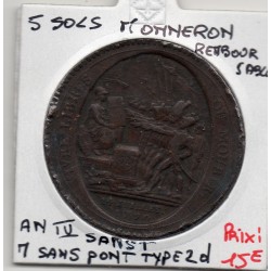 Monneron 5 sols Type IId 1792 TB+, France pièce de monnaie de confiance