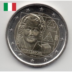 2 euros commémoratives Italie 2020 Maria Montessori pieces de monnaie €