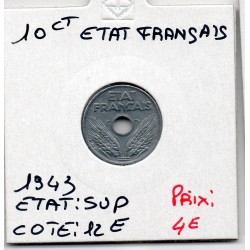 10 centimes état Français 1943 Sup, France pièce de monnaie